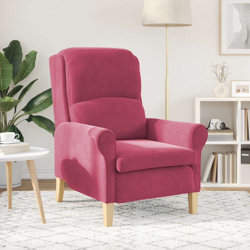 vidaXL atpūtas krēsls Vīnsarkans 76 x 94 x 102 cm Samts