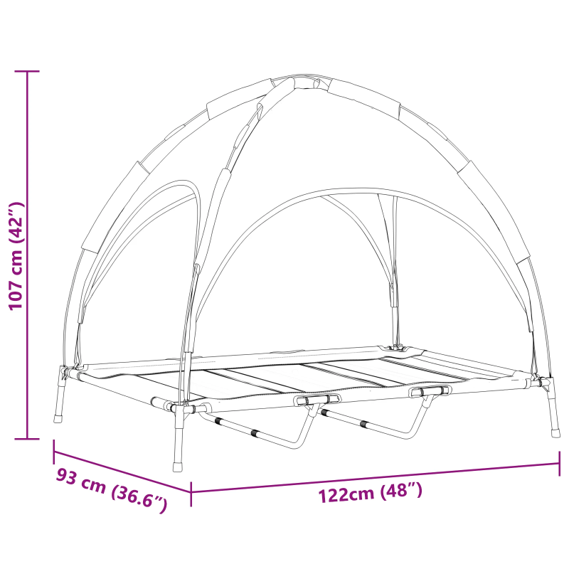 vidaXL Suņu gulta Sudrabaini pelēks 122 x 93 x 106,5 cm Tērauds