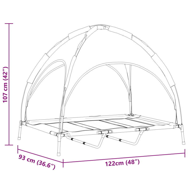 vidaXL Suņu gulta Sudrabaini pelēks 122 x 93 x 106,5 cm Tērauds
