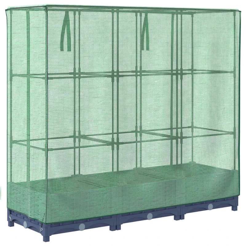 vidaXL augstā puķu dobe ar siltumnīcas pārsegu, rotangpalmas imitācija, 120x40x123 cm