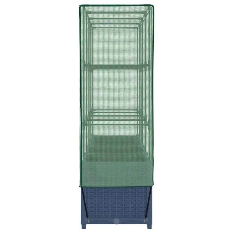 vidaXL augstā puķu dobe ar siltumnīcas pārsegu, rotangpalmas imitācija, 160x40x138 cm