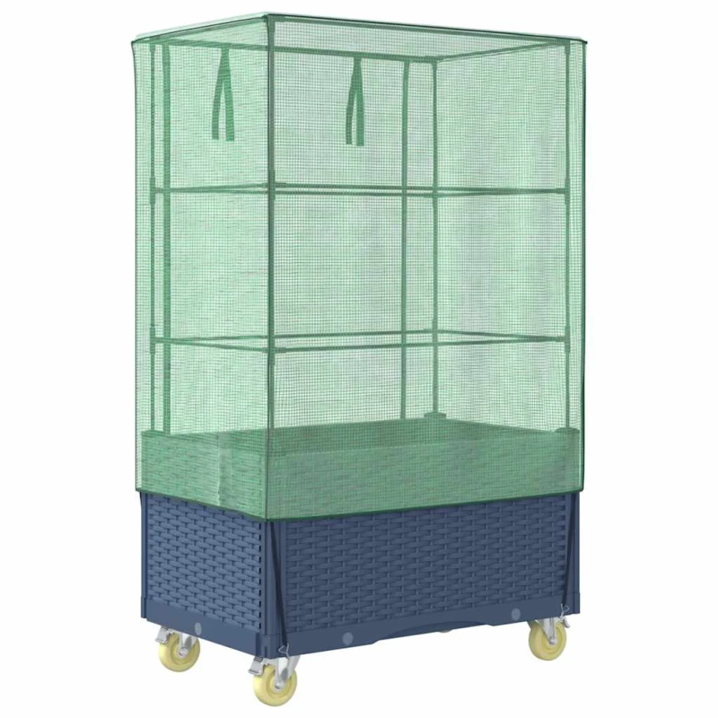 vidaXL paaugstināta puķu kaste ar pārsegu un riteņiem, 80x50x182 cm