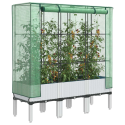 vidaXL paaugstināta puķu kaste ar pārsegu, 120x40x140 cm
