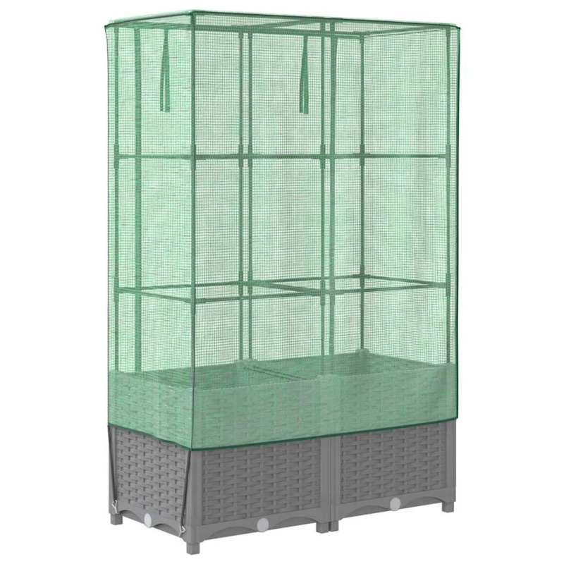 vidaXL paaugstināta puķu kaste ar pārsegu, 80x40x138 cm