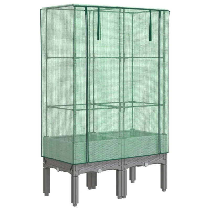 vidaXL paaugstināta puķu kaste ar pārsegu, 80x40x140 cm