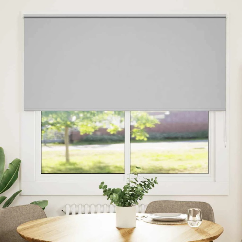 vidaXL Rullo žalūzija Blackout gaiši pelēks 145x150cm Auduma platums