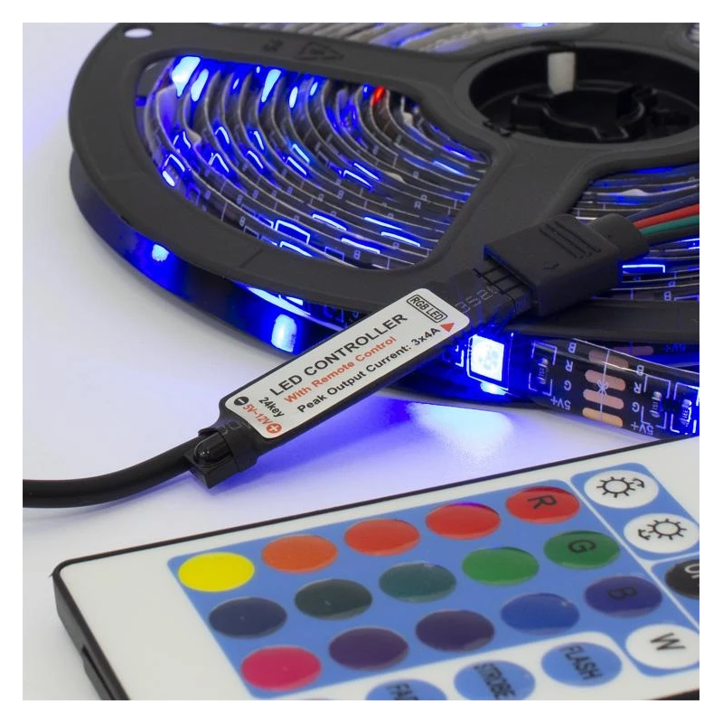 Led lente tv+pults whiteshark 5m rgb usb