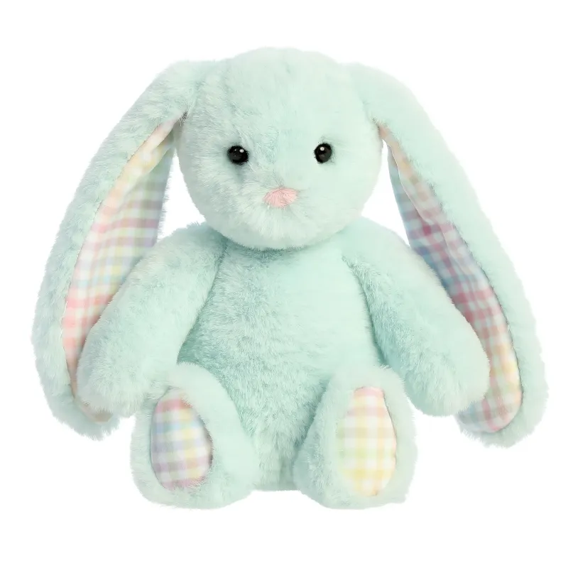 AURORA Rainbow Gingham Bunnies Plīša piparmētru zaļš trusis, 18 cm