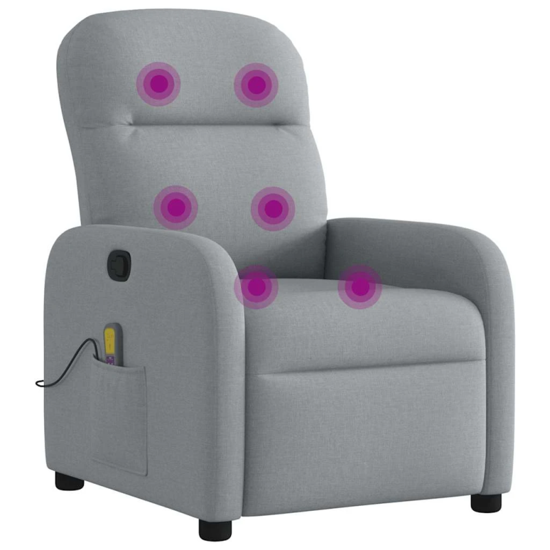 vidaXL masāžas krēsls, atgāžams, gaiši pelēks audums