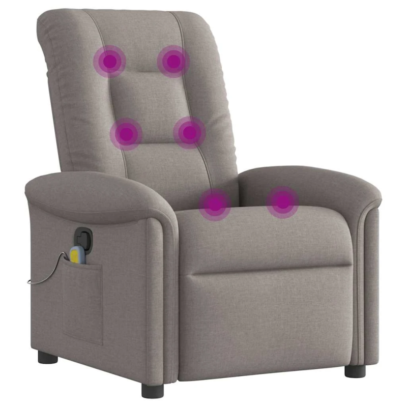 vidaXL masāžas krēsls, atgāžams, pelēkbrūns audums