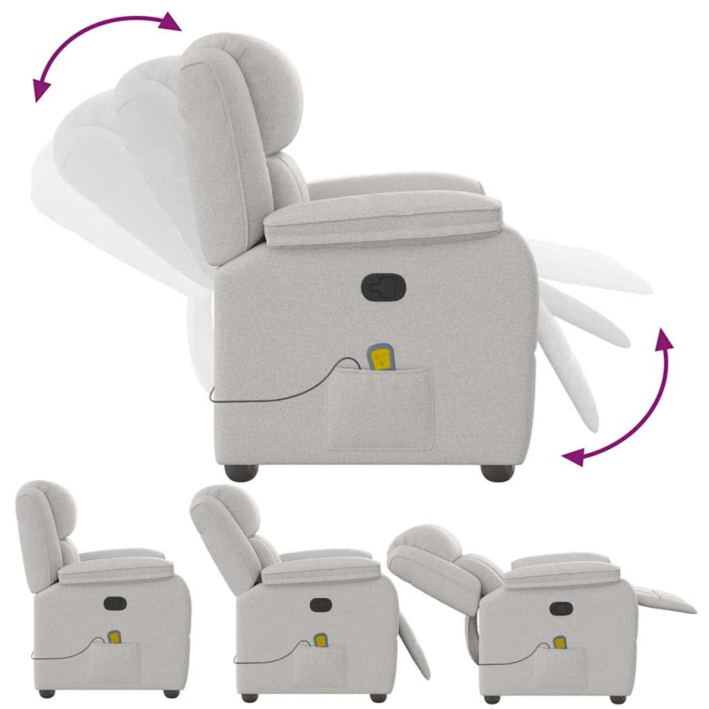 vidaXL masāžas krēsls, mākonis pelēks audums