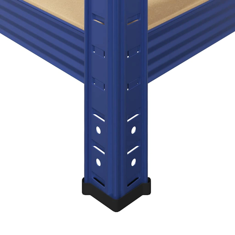 vidaXL 5-līmeņu plaukti, 3 gab., zils tērauds, inženierijas koks