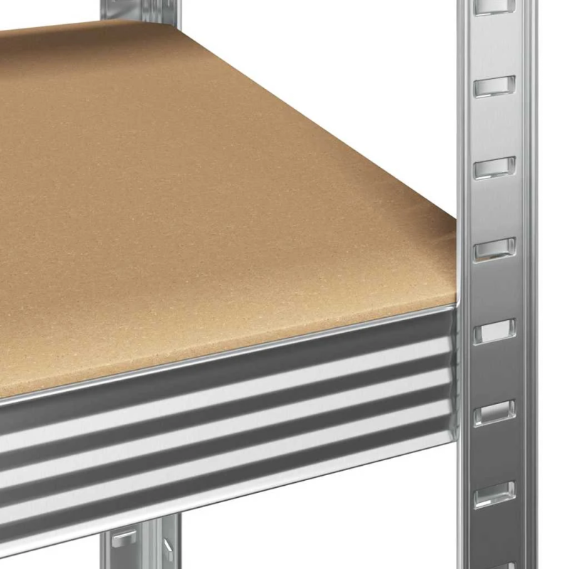 vidaXL 5-līmeņu plaukti, 4 gab., sudrabains tērauds, inženierijas koks