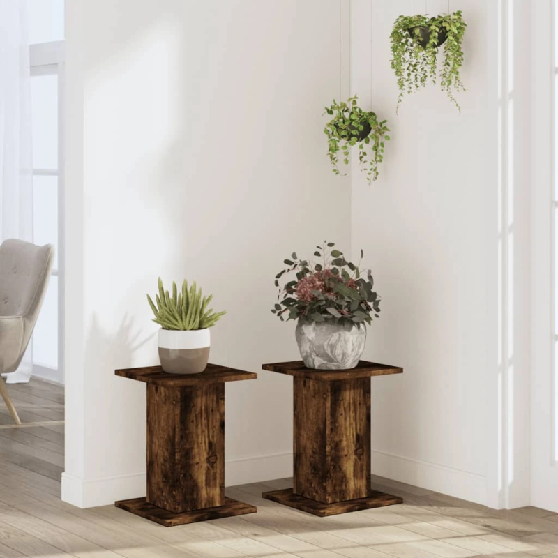 vidaXL augu statīvi, 2 gab., ozolkoka krāsa, 30x30x40 cm, koks