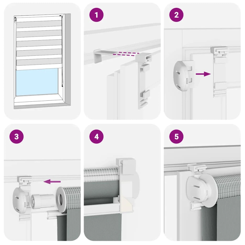vidaXL žalūzijas zebra 65x200 cm auduma platums 60,9 cm poliesters