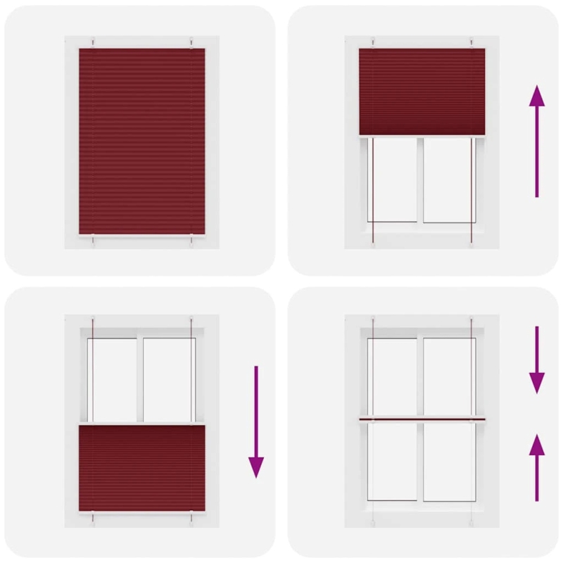 vidaXL kroku žalūzija Bordo sarkana 85x150 cm auduma platums 84,4 cm