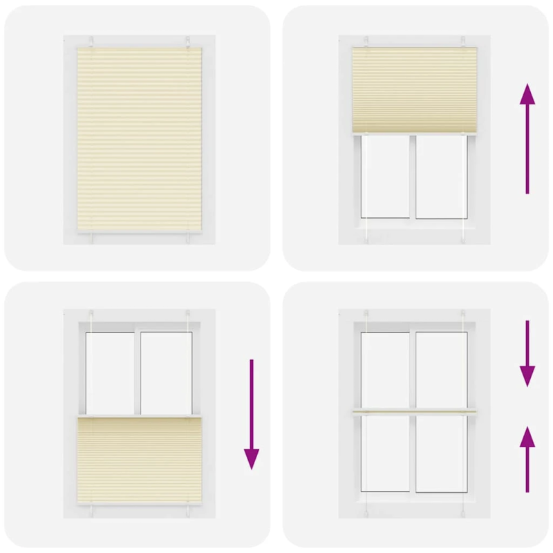 vidaXL plisēts žalūziju krēms 95x100 cm auduma platums 94,4 cm