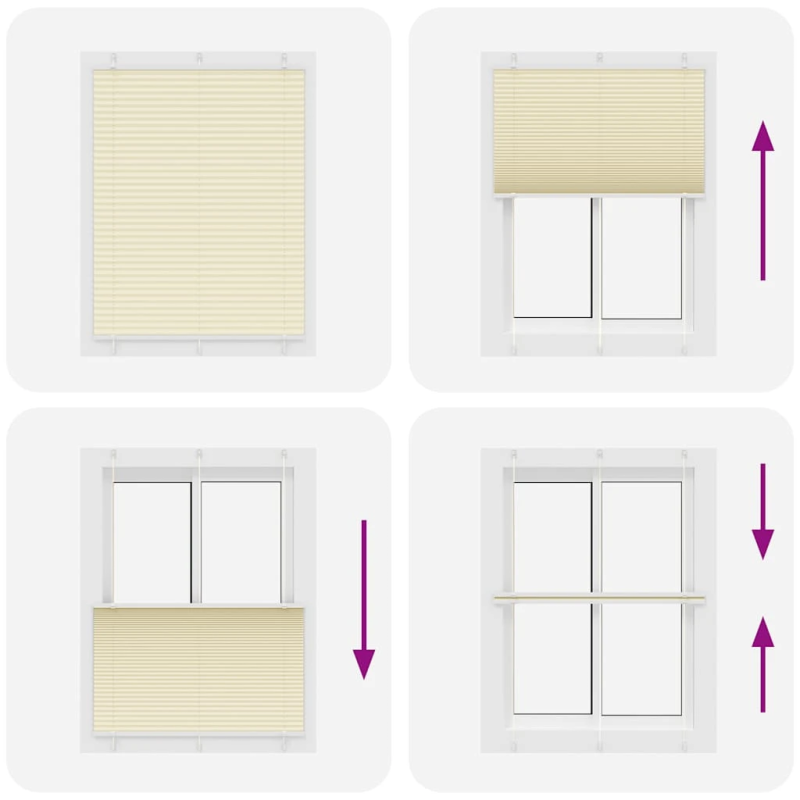 vidaXL plisēts žalūziju krēms 105x100 cm auduma platums 104,4 cm