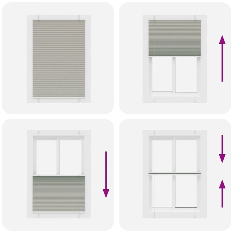 vidaXL klostuota žaliuze šviesiai pilka 95x100 cm audinio plotis