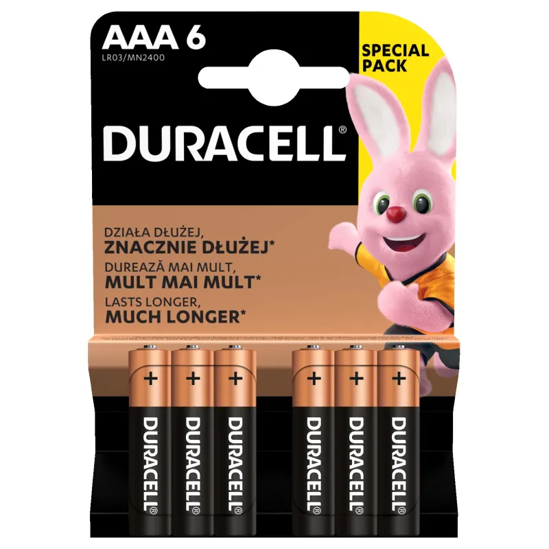 Baterijas duracell aaa lr03 6gab