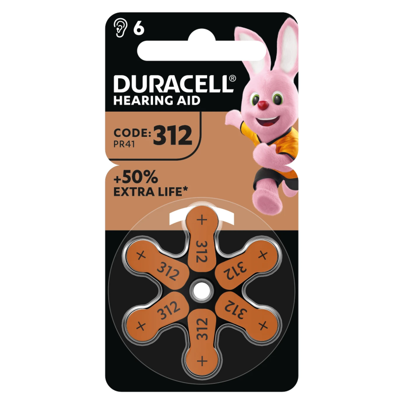 Duracell dzirdes aparātiem 312, 6 gab.