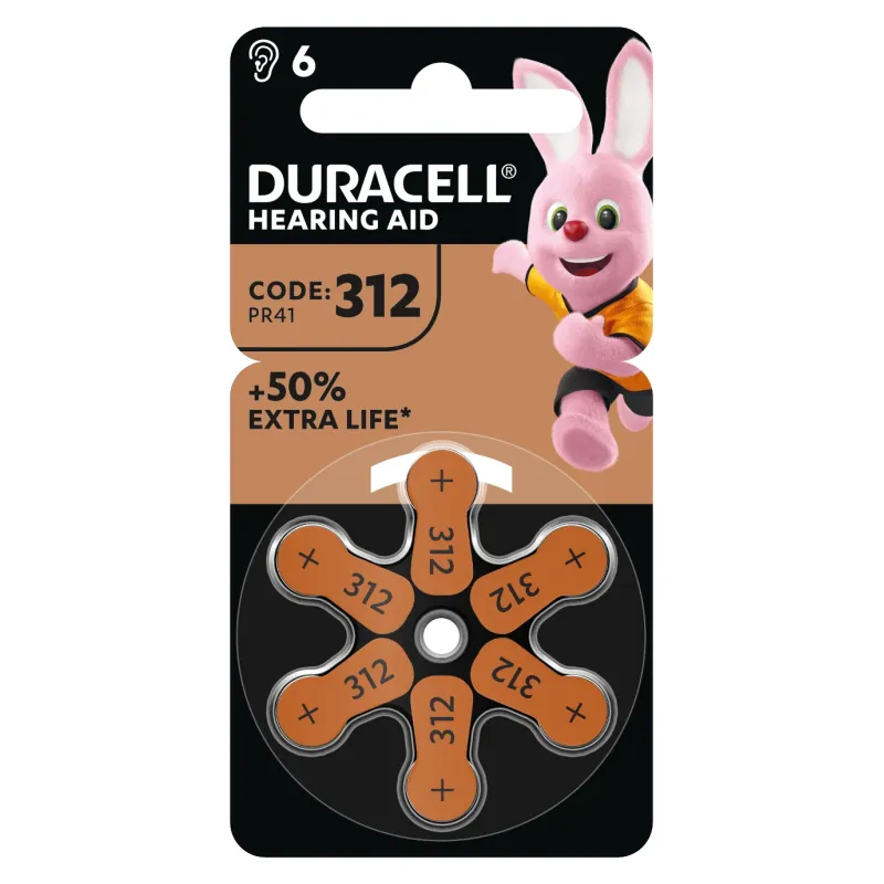 Duracell dzirdes aparātiem 312, 6 gab.