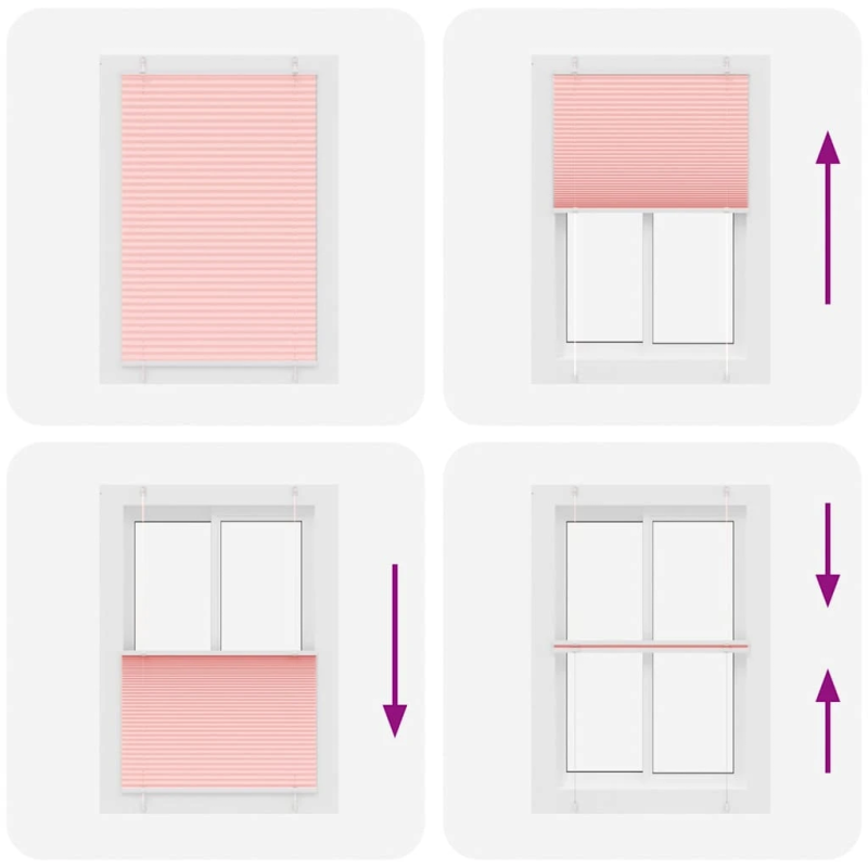 vidaXL plisētās žalūzijas rozā 90x150 cm auduma platums 89,4 cm