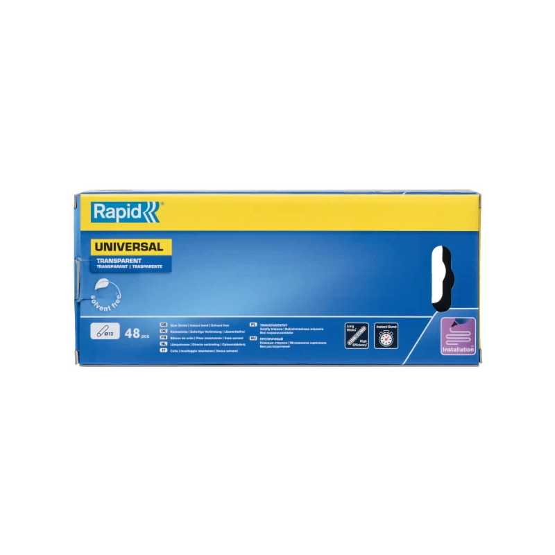 Glue sticks 12x190mm, universal, transparent, 48pcs, Rapid