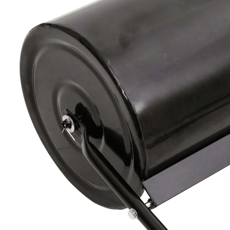 vidaXL zālāja rullis ar aeratoru, melns, 63 l, dzelzs