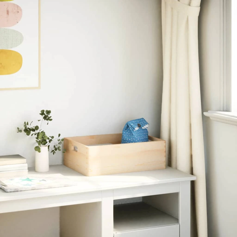 vidaXL koka kaste ar rokturiem, 40x30x13 cm, priedes masīvkoks