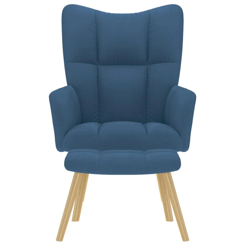 vidaXL atpūtas krēsls ar kājsoliņu, zils audums