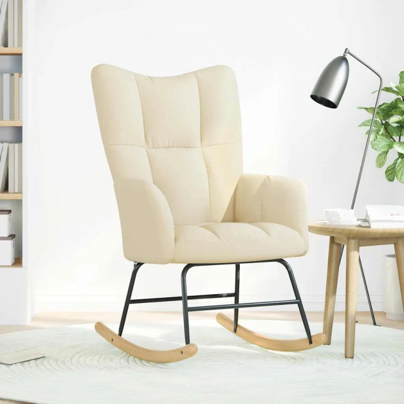 vidaXL šūpuļkrēsls, krēmkrāsas audums