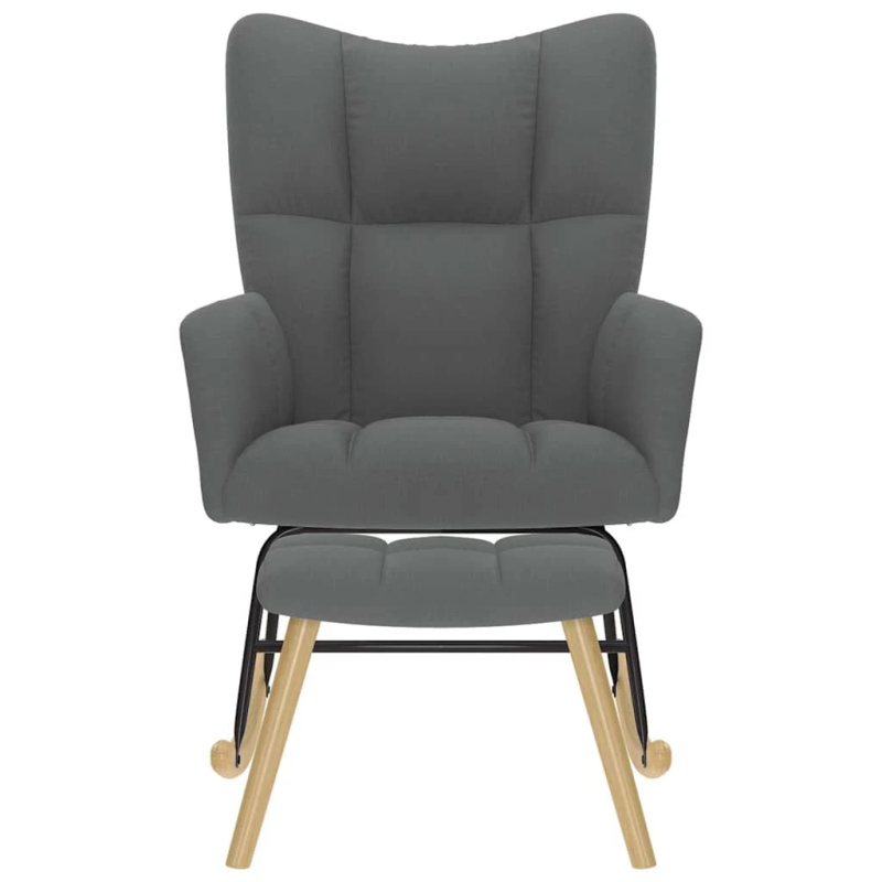 vidaXL šūpuļkrēsls ar kājsoliņu, tumši pelēks audums