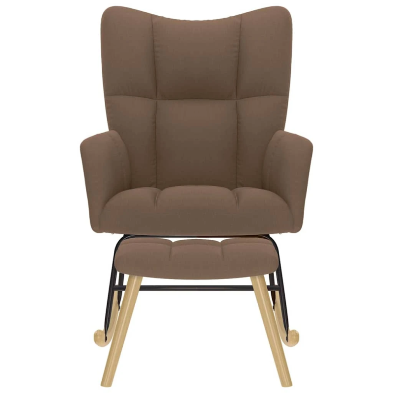 vidaXL šūpuļkrēsls ar kājsoliņu, brūns audums