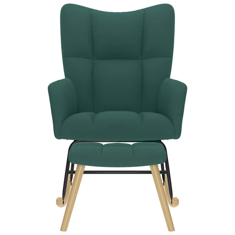 vidaXL šūpuļkrēsls ar kājsoliņu, tumši zaļš audums