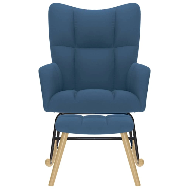 vidaXL šūpuļkrēsls ar kājsoliņu, zils audums