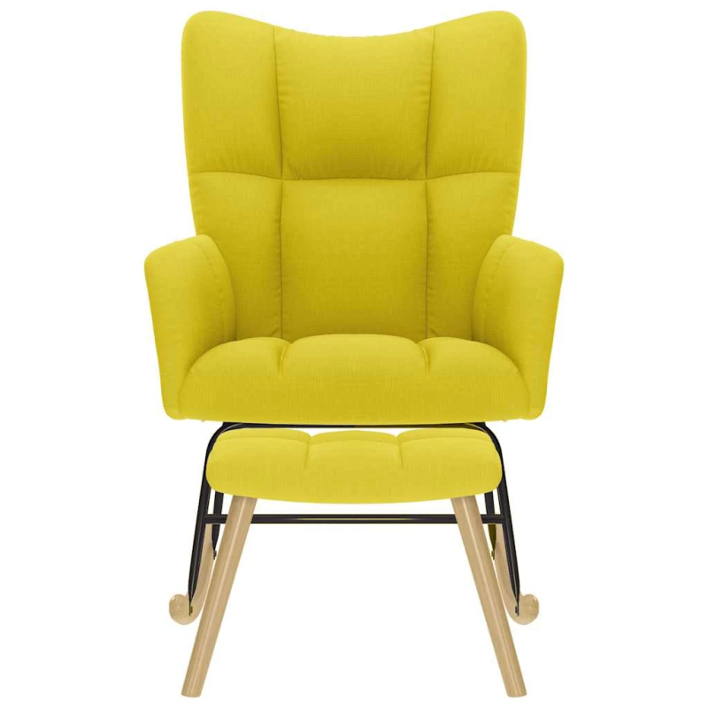 vidaXL šūpuļkrēsls ar Footstool gaiši dzeltenu audumu