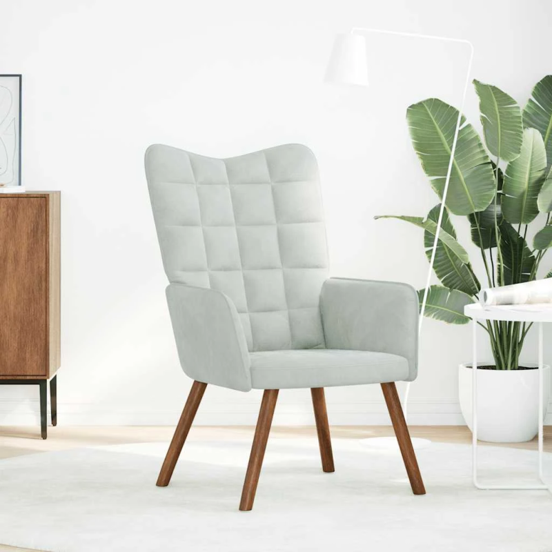 vidaXL atpūtas krēsls, gaiši pelēks samts