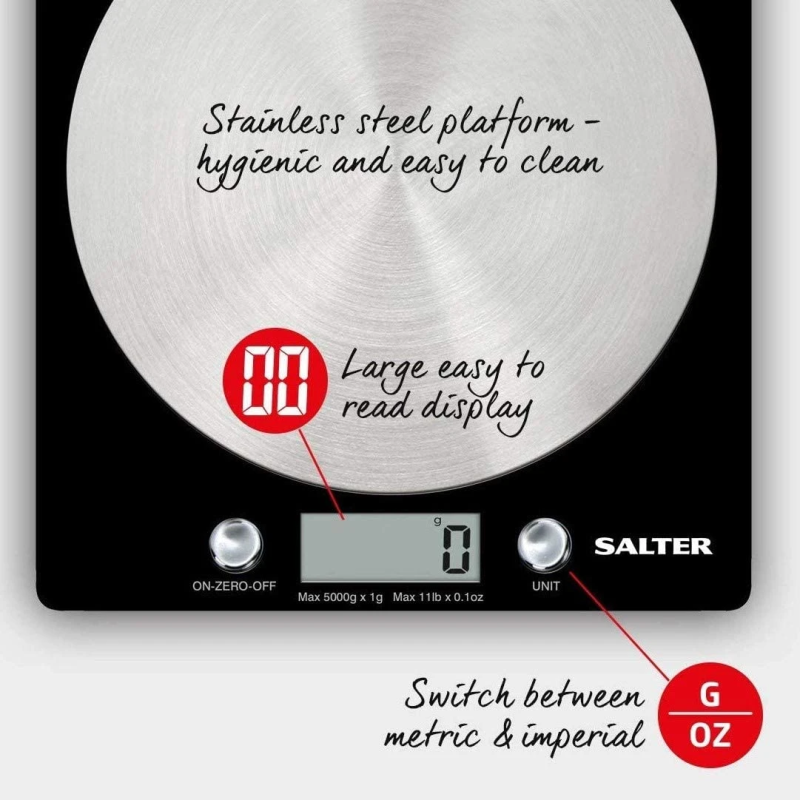 Salter 1036 BCFEU12 Disc Electronic Digital Kitchen Scales Black