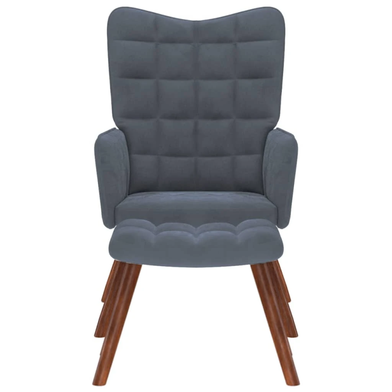 vidaXL atpūtas krēsls ar tabureti, tumši pelēks samts