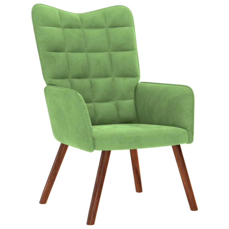 vidaXL atpūtas krēsls ar kājsoliņu, gaiši zaļš samts