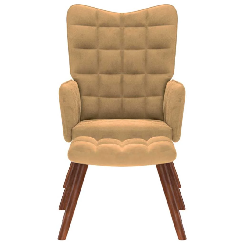 vidaXL atpūtas krēsls ar kājsoliņu, brūns samts