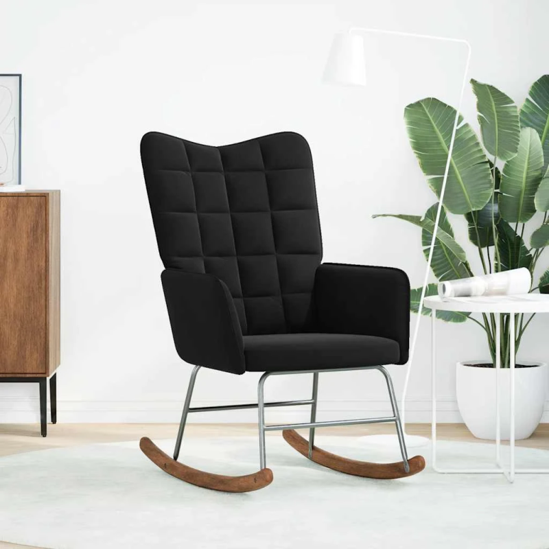 vidaXL šūpuļkrēsls, melns samts