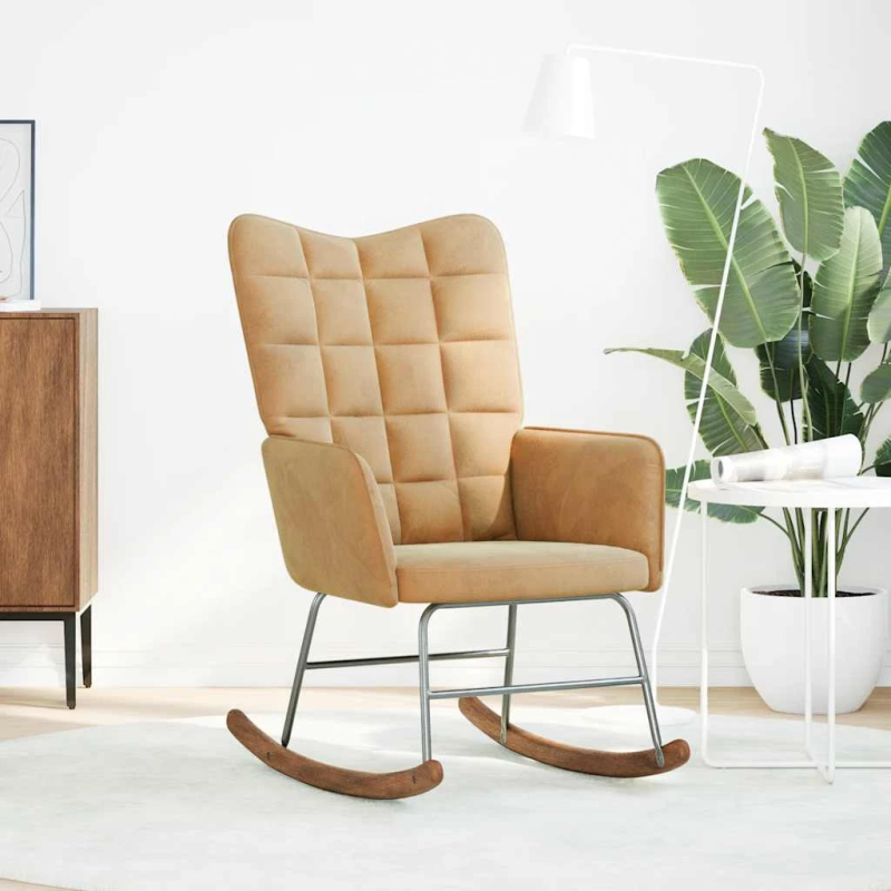 vidaXL šūpuļkrēsls, brūns samts