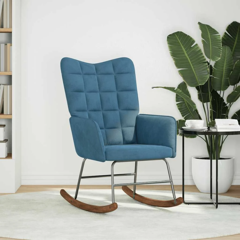 vidaXL šūpuļkrēsls, zils samts