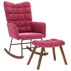 vidaXL Šūpuļkrēsls ar Stool Wine Red Velvet