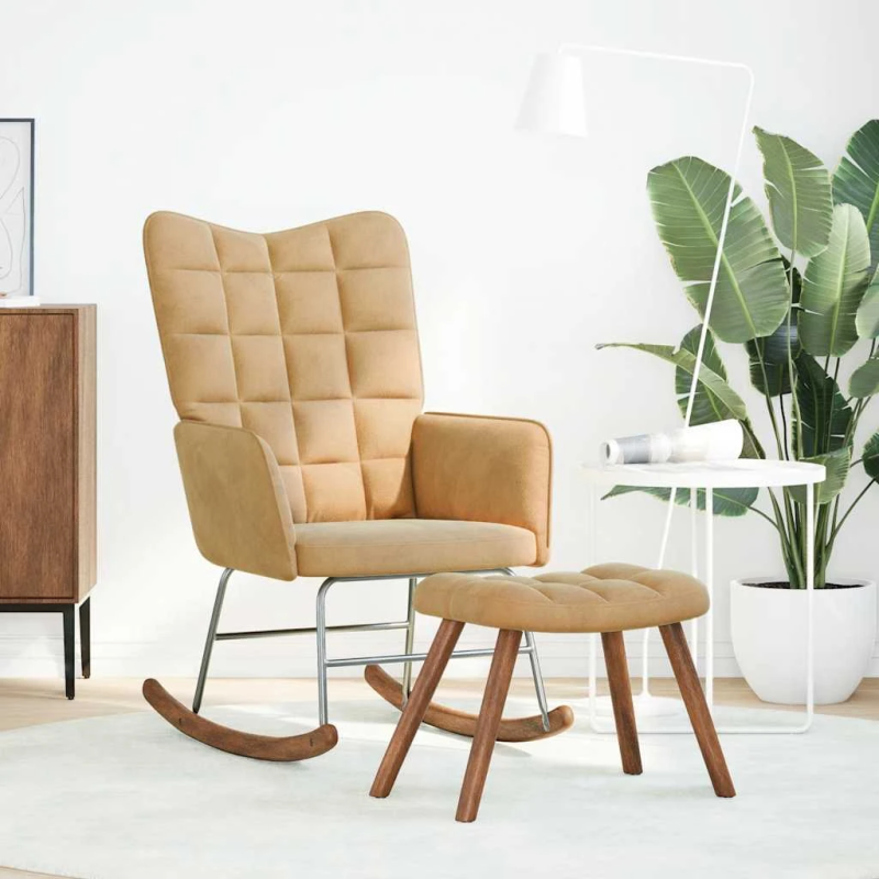 vidaXL šūpuļkrēsls ar ķebļa brūnu samtu