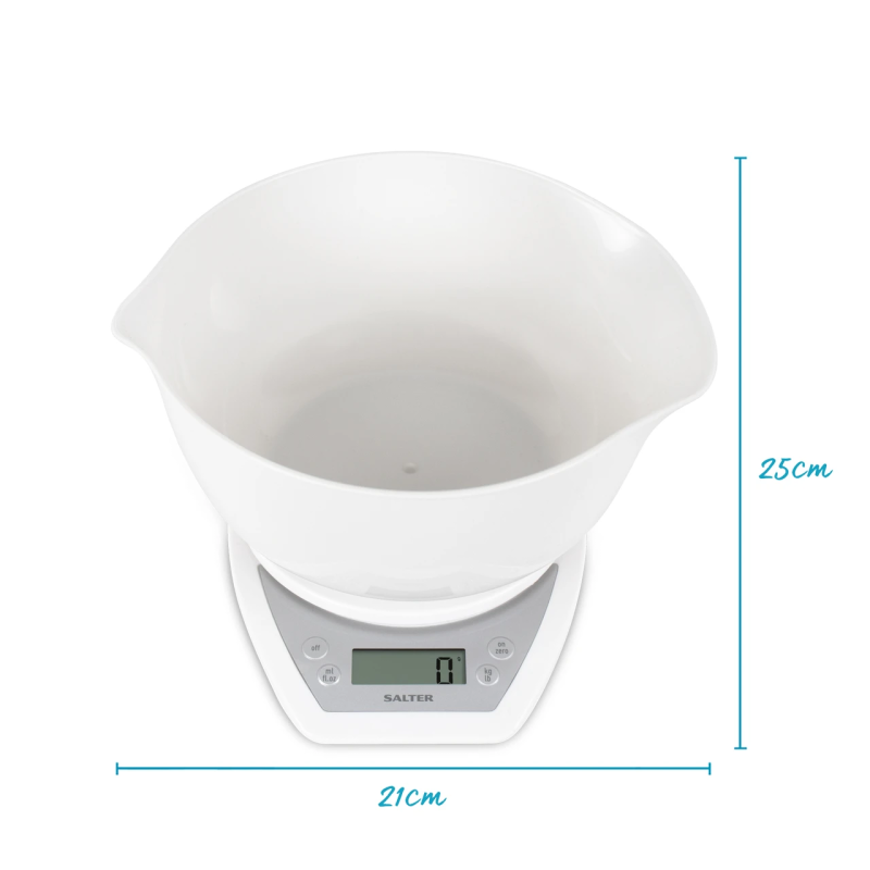 Salter 1024 WHDR14EU16 Digital Kitchen Scale & Dual Pour Bowl - White