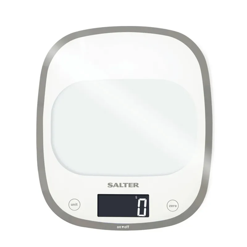 Salter 1050 WHDR White Curve Glass Electronic Digital Kitchen Scales