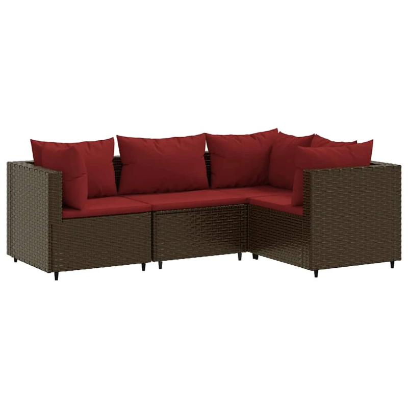 vidaXL 4-daļīgs dārza atpūtas mēbeļu komplekts, brūna PE rotangpalma